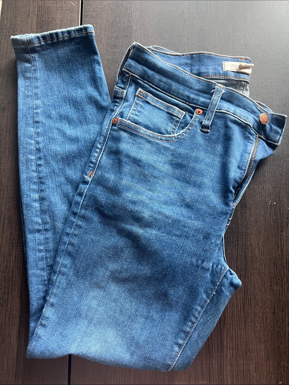 Madewell medium wash skinny mid rise jeans